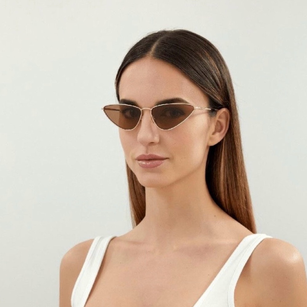 Saint Laurent 63 MM Gold Cat Eye Sunglasses - Picture 3 of 3